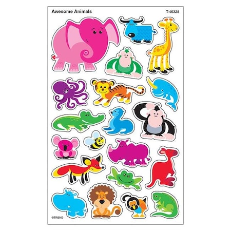 Trend Enterprises Trend Enterprises T-46328-6 Awesome Animals Supershapes Stickers; Large - Pack of 6 T-46328-6